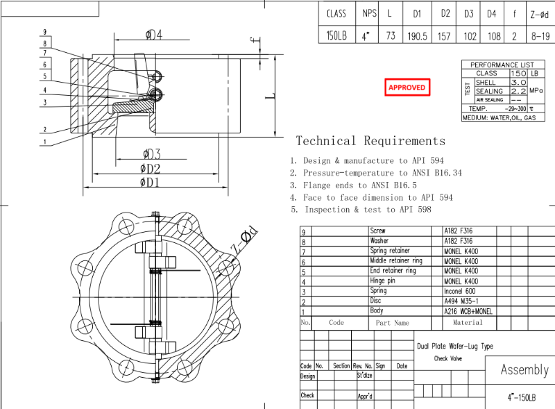 LUG Dual Plate Wafer Check Valve