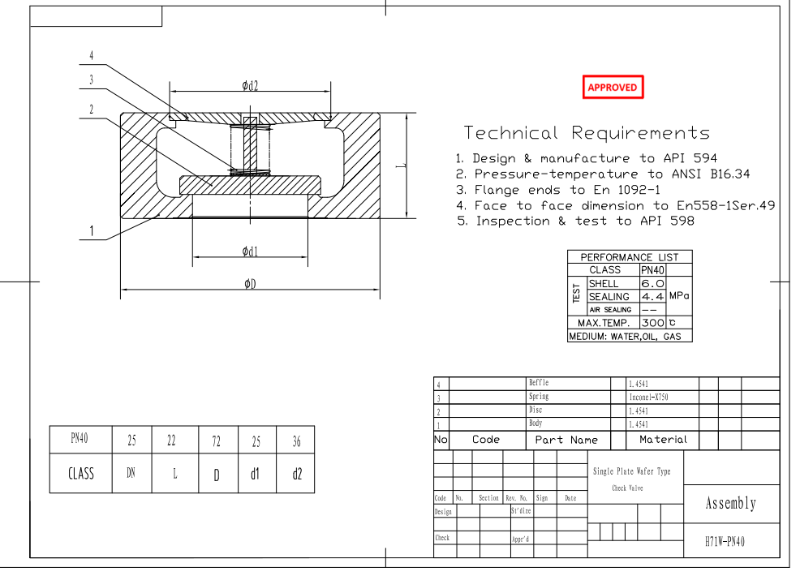 Single Plate Wafer Type Check Valve