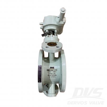 DN100*65 PN16 삼중 편심 재킷 금속 시트 버터플라이 밸브, Q235B, EN593, 터빈